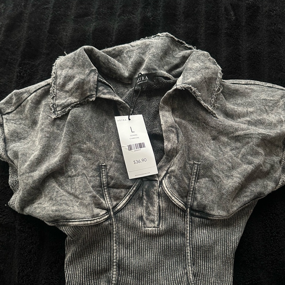 AKIRA Charcoal Denim Top